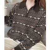 ノルディック柄ダブルジャガードハーフジップポロニットプルオーバー | moment+ | 詳細画像10 