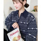 ノルディック柄ダブルジャガードハーフジップポロニットプルオーバー | moment+ | 詳細画像11 