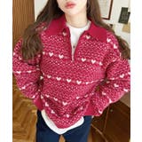 ノルディック柄ダブルジャガードハーフジップポロニットプルオーバー | moment+ | 詳細画像18 