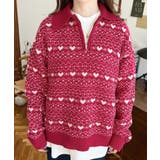 ノルディック柄ダブルジャガードハーフジップポロニットプルオーバー | moment+ | 詳細画像20 