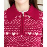 ノルディック柄ダブルジャガードハーフジップポロニットプルオーバー | moment+ | 詳細画像22 