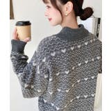 ノルディック柄ダブルジャガードハーフジップポロニットプルオーバー | moment+ | 詳細画像4 