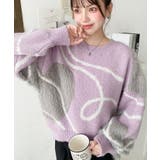 ラベンダー | ニュアンスハートジャガードニットプルオーバー | moment+