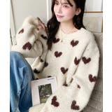 アイボリー | ハート柄フェザーニットプルオーバーWジャガード | moment+