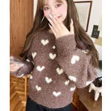 ブラウン | ハート柄フェザーニットプルオーバーWジャガード | moment+