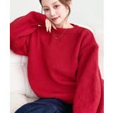レッド | ＼13色展開♪／モヘアライクベーシックニットプルオーバー | moment+