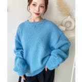 ブルー | モヘアライクベーシックニットプルオーバー | moment+