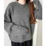 チャコールグレー | モヘアライクベーシックニットプルオーバー | moment+