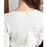 レーストリムアシンメトリーネックインナーニット長袖プルオーバー | moment+ | 詳細画像10 