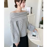 ハートケーブルドロストリボンオフショルニット長袖プルオーバー | moment+ | 詳細画像16 