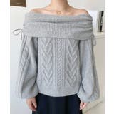 ハートケーブルドロストリボンオフショルニット長袖プルオーバー | moment+ | 詳細画像17 