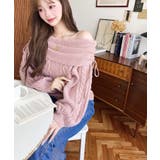 ハートケーブルドロストリボンオフショルニット長袖プルオーバー | moment+ | 詳細画像26 