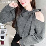 ＼リボン×ワンショルの最強コラボ♡／ボウタイリボンワンショルニットプルオーバー | moment+ | 詳細画像1 