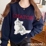 Wジャガードドッグ&キャット長袖ニットプルオーバー | moment+ | 詳細画像1 