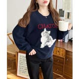 Wジャガードドッグ&キャット長袖ニットプルオーバー | moment+ | 詳細画像4 