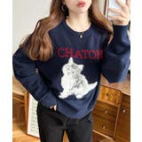 Wジャガードドッグ&キャット長袖ニットプルオーバー | moment+ | 詳細画像5 