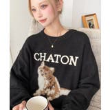 チャコールグレー | Wジャガードドッグ&キャット長袖ニットプルオーバー | moment+