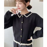 えり付き配色フリルカーディガン | moment+ | 詳細画像11 