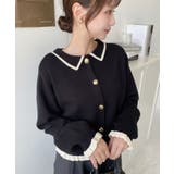 えり付き配色フリルカーディガン | moment+ | 詳細画像12 