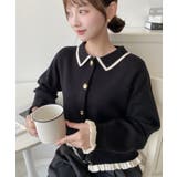 えり付き配色フリルカーディガン | moment+ | 詳細画像15 