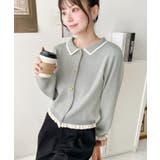 えり付き配色フリルカーディガン | moment+ | 詳細画像19 