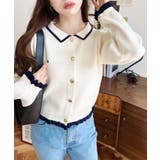 えり付き配色フリルカーディガン | moment+ | 詳細画像3 