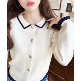 えり付き配色フリルカーディガン | moment+ | 詳細画像4 