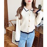 えり付き配色フリルカーディガン | moment+ | 詳細画像5 