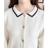 えり付き配色フリルカーディガン | moment+ | 詳細画像7 