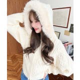 フードファージップアップケーブルニットカーディガン | moment+ | 詳細画像2