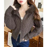 フードファージップアップケーブルニットカーディガン | moment+ | 詳細画像29