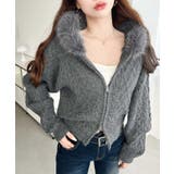 フードファージップアップケーブルニットカーディガン | moment+ | 詳細画像32