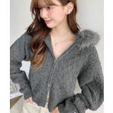 フードファージップアップケーブルニットカーディガン | moment+ | 詳細画像35