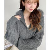 フードファージップアップケーブルニットカーディガン | moment+ | 詳細画像36