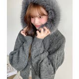 フードファージップアップケーブルニットカーディガン | moment+ | 詳細画像37