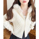 フードファージップアップケーブルニットカーディガン | moment+ | 詳細画像7