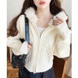 フードファージップアップケーブルニットカーディガン | moment+ | 詳細画像8