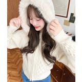 アイボリー | フードファージップアップケーブルニットカーディガン | moment+