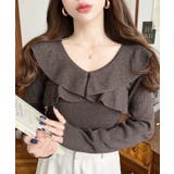 ブラウン系その他 | フリルニットプルオーバー 12G | moment+