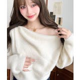 アイボリー | ワンショルドレープフェザーニットプルオーバー(ドレープニット） | moment+