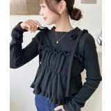 ブラック | シャーリングギャザーリボンキャミ＋ニットプルオーバーセット | moment+