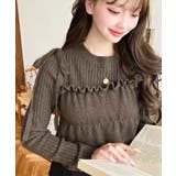 ブラウン | シャーリングギャザーリボンキャミ＋ニットプルオーバーセット | moment+