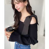 リボンストラップ2WAYオフショルニットトップス | moment+ | 詳細画像12