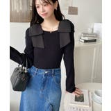 リボンストラップ2WAYオフショルニットトップス | moment+ | 詳細画像15