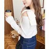 リボンストラップ2WAYオフショルニットトップス | moment+ | 詳細画像4