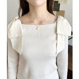 リボンストラップ2WAYオフショルニットトップス | moment+ | 詳細画像6