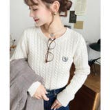 刺繍入りケーブルショート丈ニットプルオーバー | moment+ | 詳細画像12 