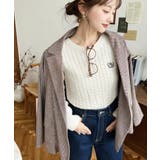 刺繍入りケーブルショート丈ニットプルオーバー | moment+ | 詳細画像13 