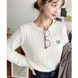 刺繍入りケーブルショート丈ニットプルオーバー | moment+ | 詳細画像14 