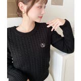 刺繍入りケーブルショート丈ニットプルオーバー | moment+ | 詳細画像15 